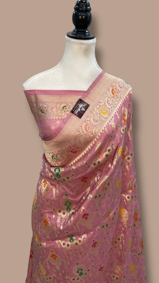 Pure Katan Silk Banarasi Handloom Saree - All over Jaal Work With Meenakari - The Handlooms