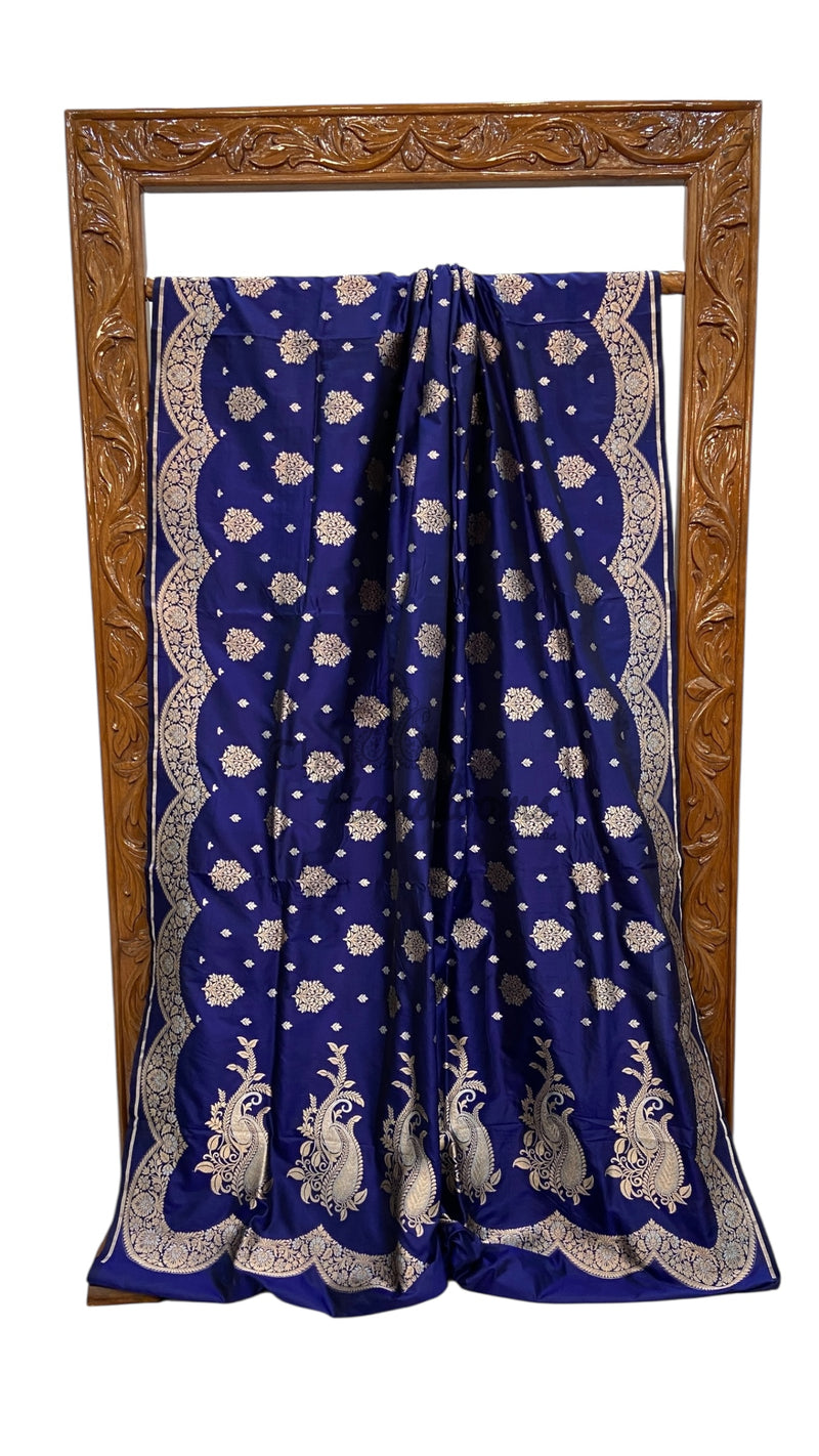 Pure Katan Silk Banarasi Handloom Saree - All Over Sona Roopa Jaal Work - The Handlooms