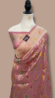 Pure Katan Silk Banarasi Handloom Saree - All over Jaal Work With Meenakari - The Handlooms