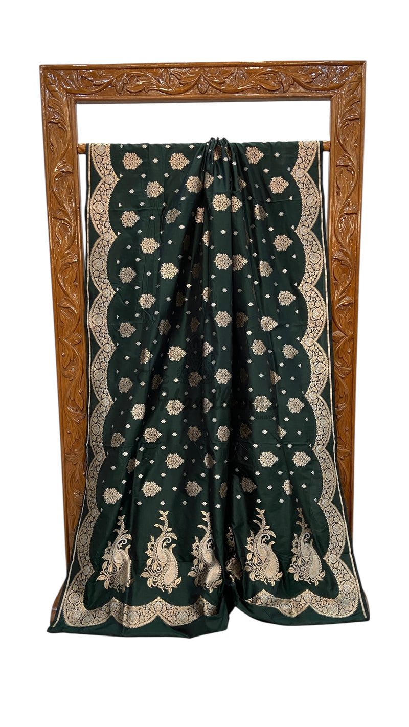 Pure Katan Silk Banarasi Handloom Saree - All Over Sona Roopa Jaal Work - The Handlooms