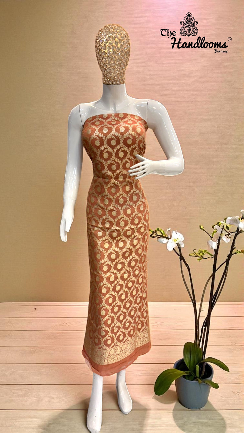 Tissue Khaddi Georgette Banarasi Dress material - The Handlooms