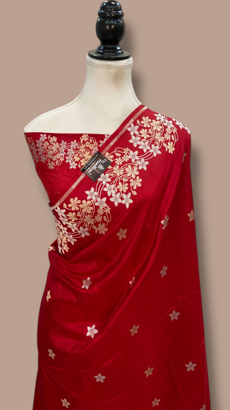 Pure Katan Silk Banarasi Handloom Saree - All Over Kadua Motifs - The Handlooms
