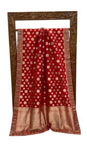 Pure Katan Silk Banarasi Handloom Saree - All Over Jaal Work With Lace - The Handlooms
