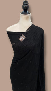 Pure Georgette Chikankari Handloom Banarasi Saree - The Handlooms