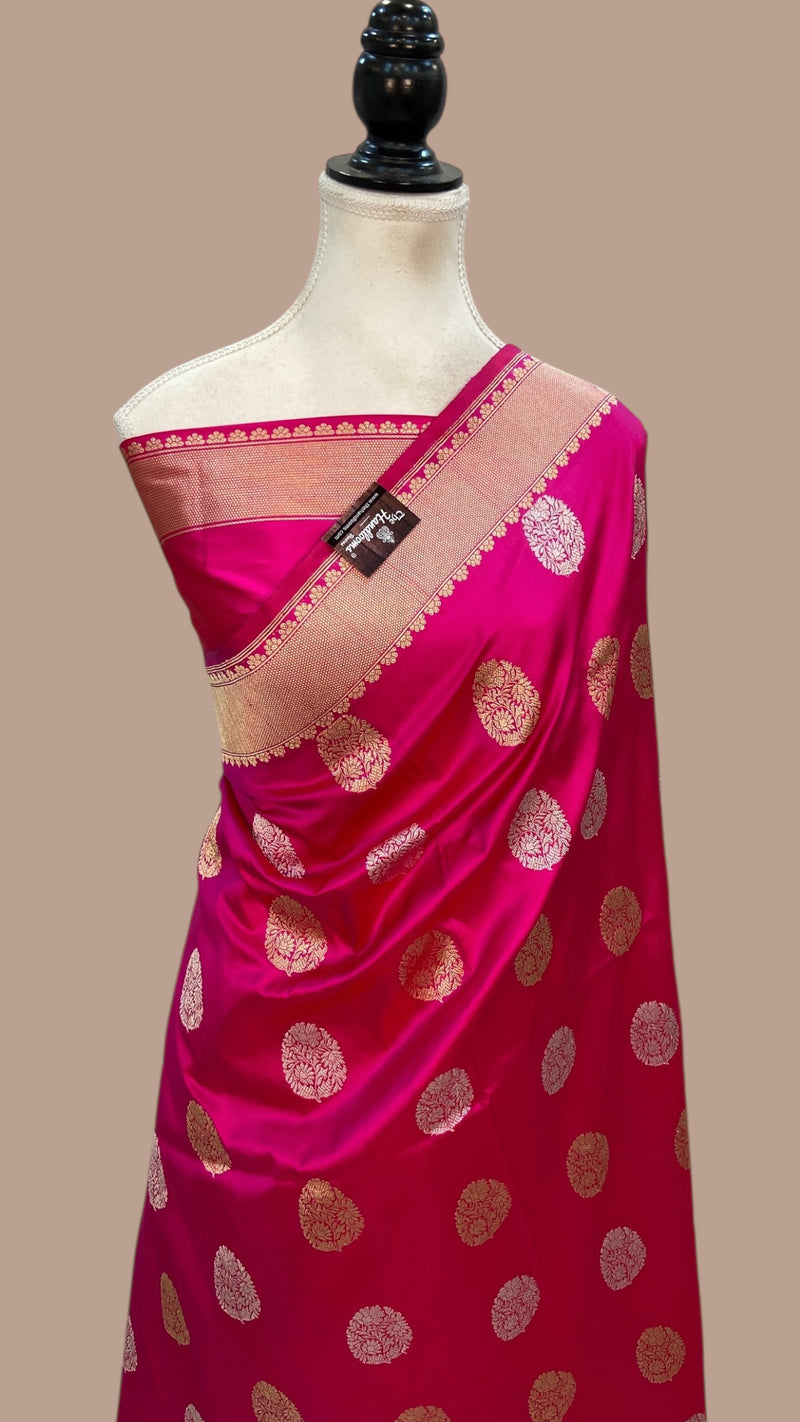 Pure Katan Silk Banarasi Handloom Saree - All Over Kadiyal Boota - The Handlooms