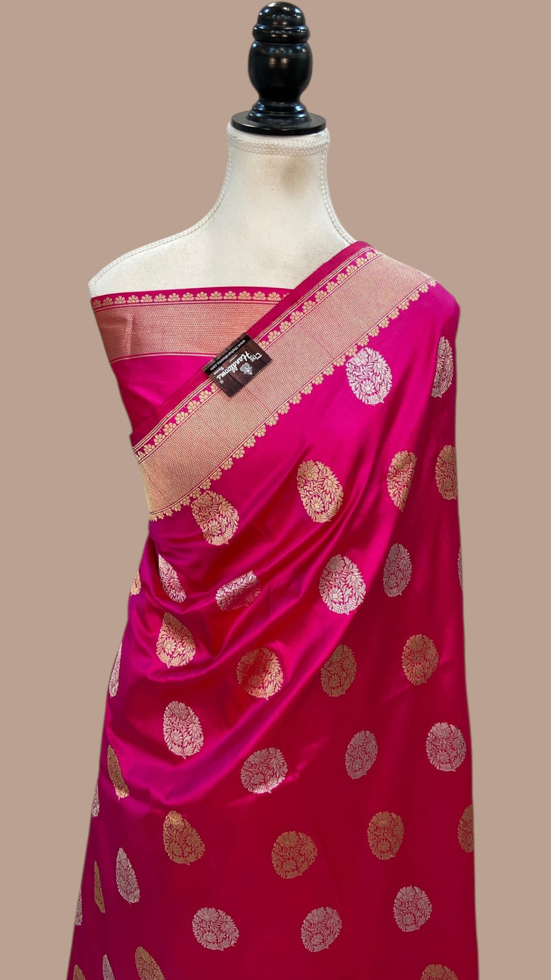 Pure Katan Silk Banarasi Handloom Saree - All Over Kadiyal Boota - The Handlooms
