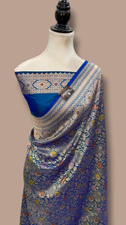 Regal Pure Katan Silk Banarasi Saree – Handwoven Tanchui Brocade with Meenakari Work - The Handlooms