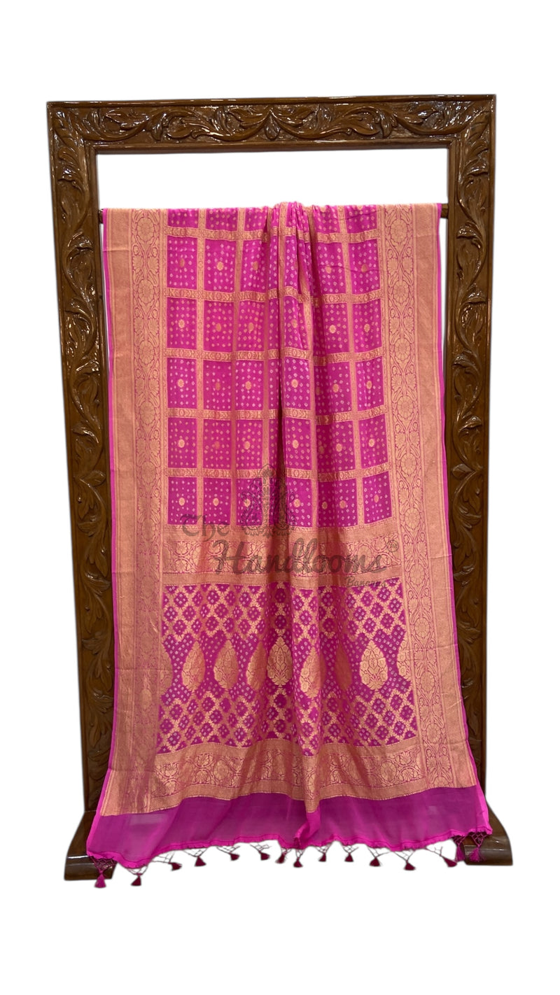 Pure Georgette Banarasi Bandhej Handloom Saree