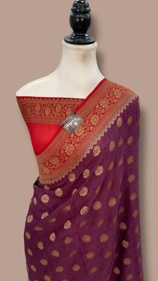 Pure Khaddi Georgette Handloom Banarasi Saree - The Handlooms
