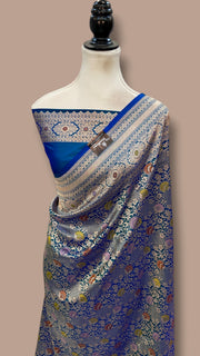 Regal Pure Katan Silk Banarasi Saree – Handwoven Tanchui Brocade with Meenakari Work - The Handlooms