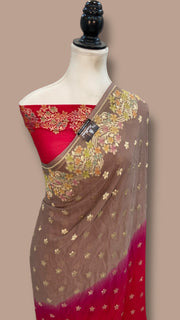 Khaddi Georgette Handloom Banarasi Saree - The Handlooms