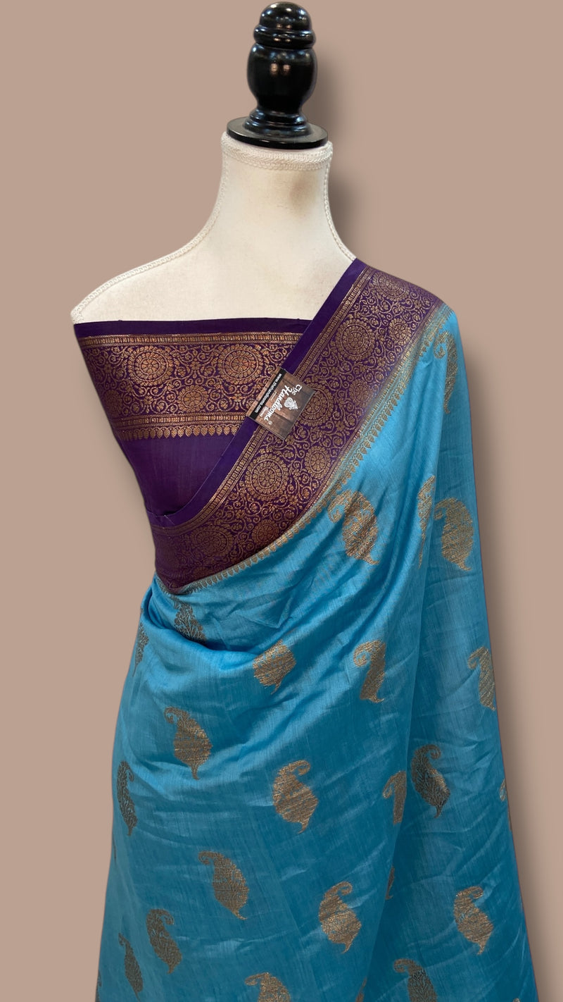 Pure Chiniya Silk Khaddi Handloom Banarasi Saree - The Handlooms