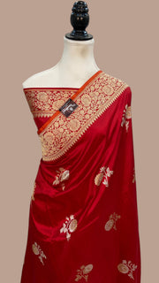 Pure Katan Silk Banarasi Handloom Saree - All Over Kadua Motifs With Meenakari - The Handlooms