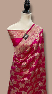 Pure Katan Silk Banarasi Handloom Saree - All over Jaal Work With Meenakari - The Handlooms
