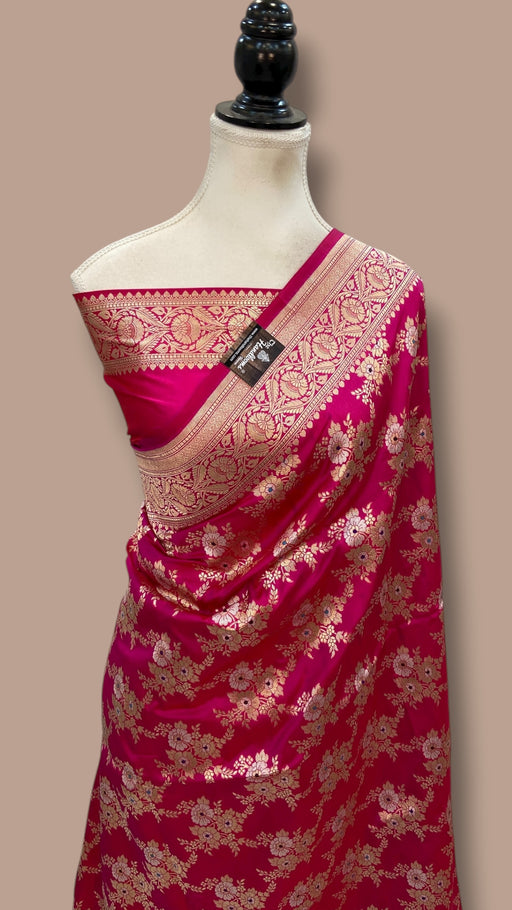 Pure Katan Silk Banarasi Handloom Saree - All over Jaal Work With Meenakari - The Handlooms