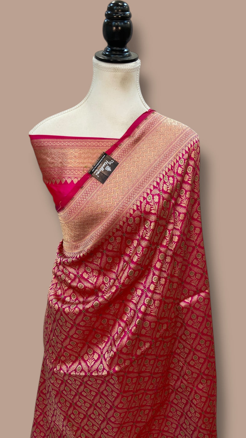 Regal Pure Katan Silk Banarasi Saree – Handwoven Tanchui Brocade with Meenakari Work