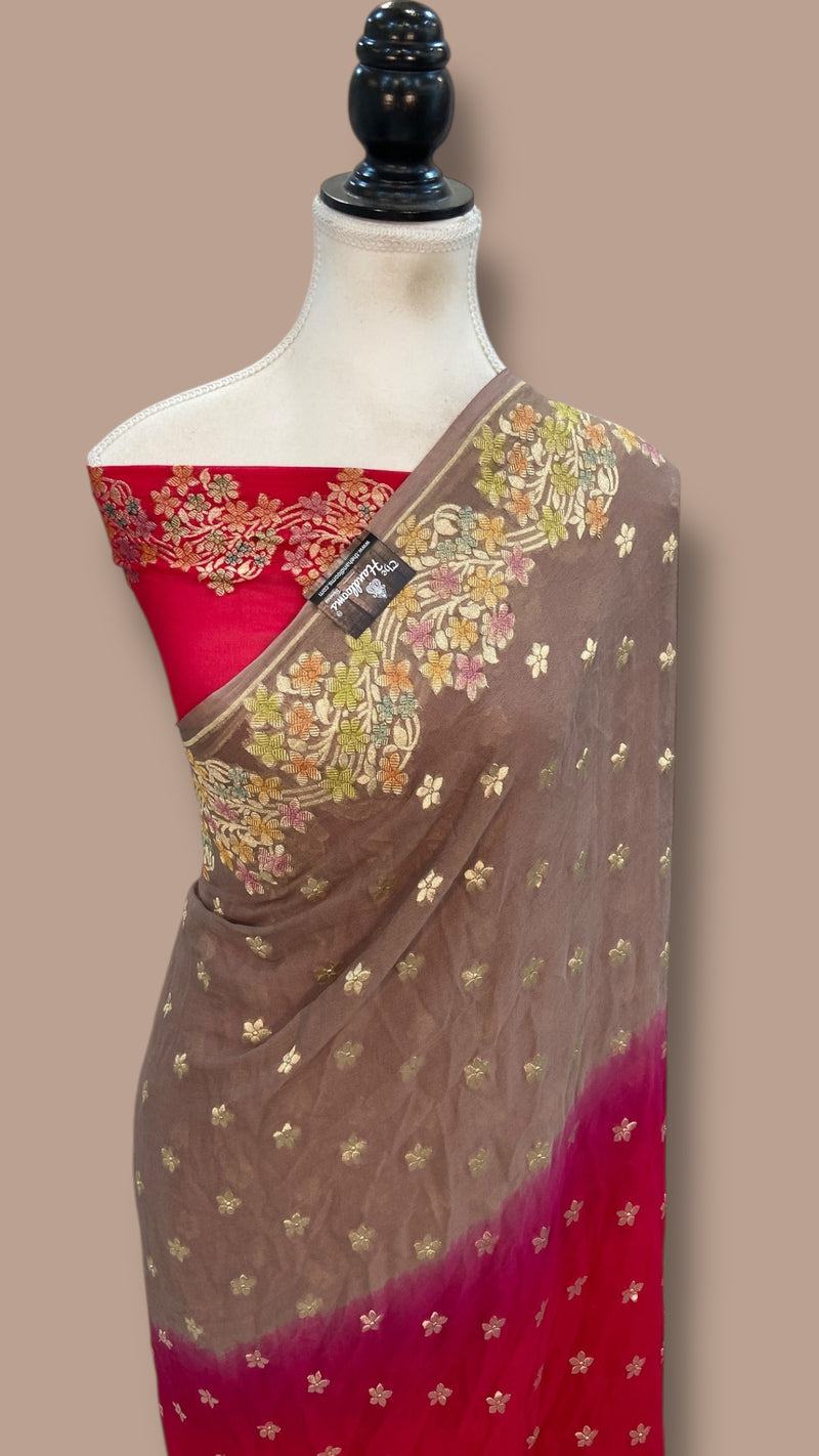 Khaddi Georgette Handloom Banarasi Saree - The Handlooms