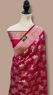 Pure Katan Silk Banarasi Handloom Saree - All over Jaal Work With Meenakari - The Handlooms
