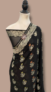 Khaddi Georgette Handloom Banarasi Saree - All Over Jaal Work With Meenakari - The Handlooms