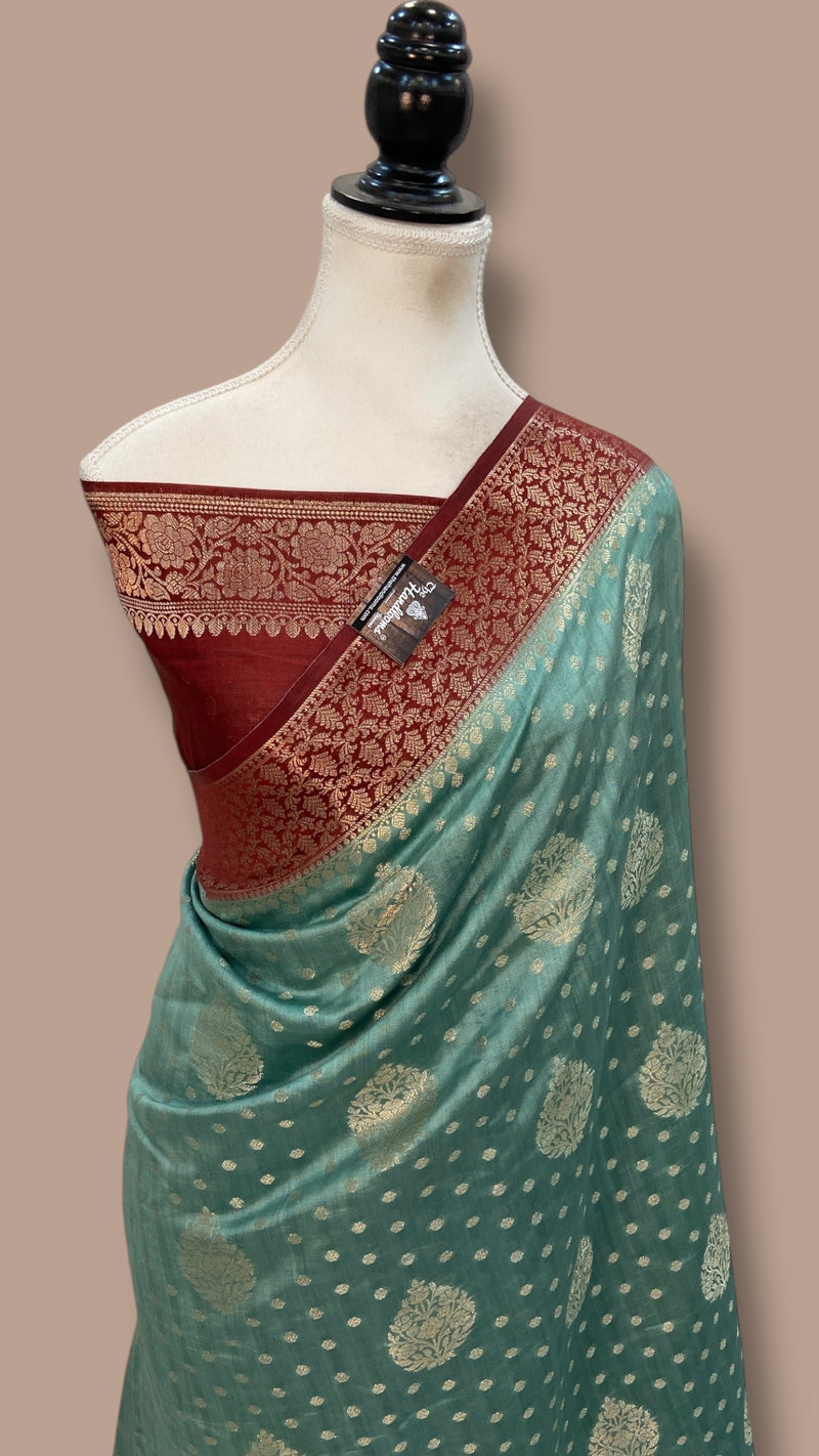 Pure Chiniya Silk Khaddi Handloom Banarasi Saree - The Handlooms