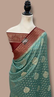 Pure Chiniya Silk Khaddi Handloom Banarasi Saree - The Handlooms