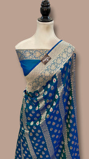 Pure Katan Silk Banarasi Handloom Saree - All over Jaal Work With Meenakari - The Handlooms