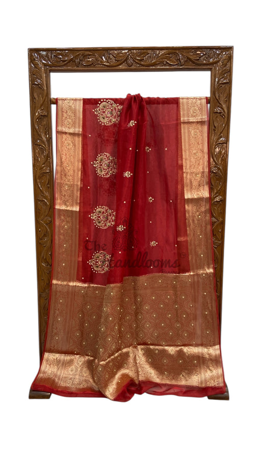Pure Kora Tissue Handloom Banarasi Saree - Handwork - The Handlooms