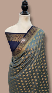 Pure Chiniya Silk Khaddi Handloom Banarasi Saree - The Handlooms