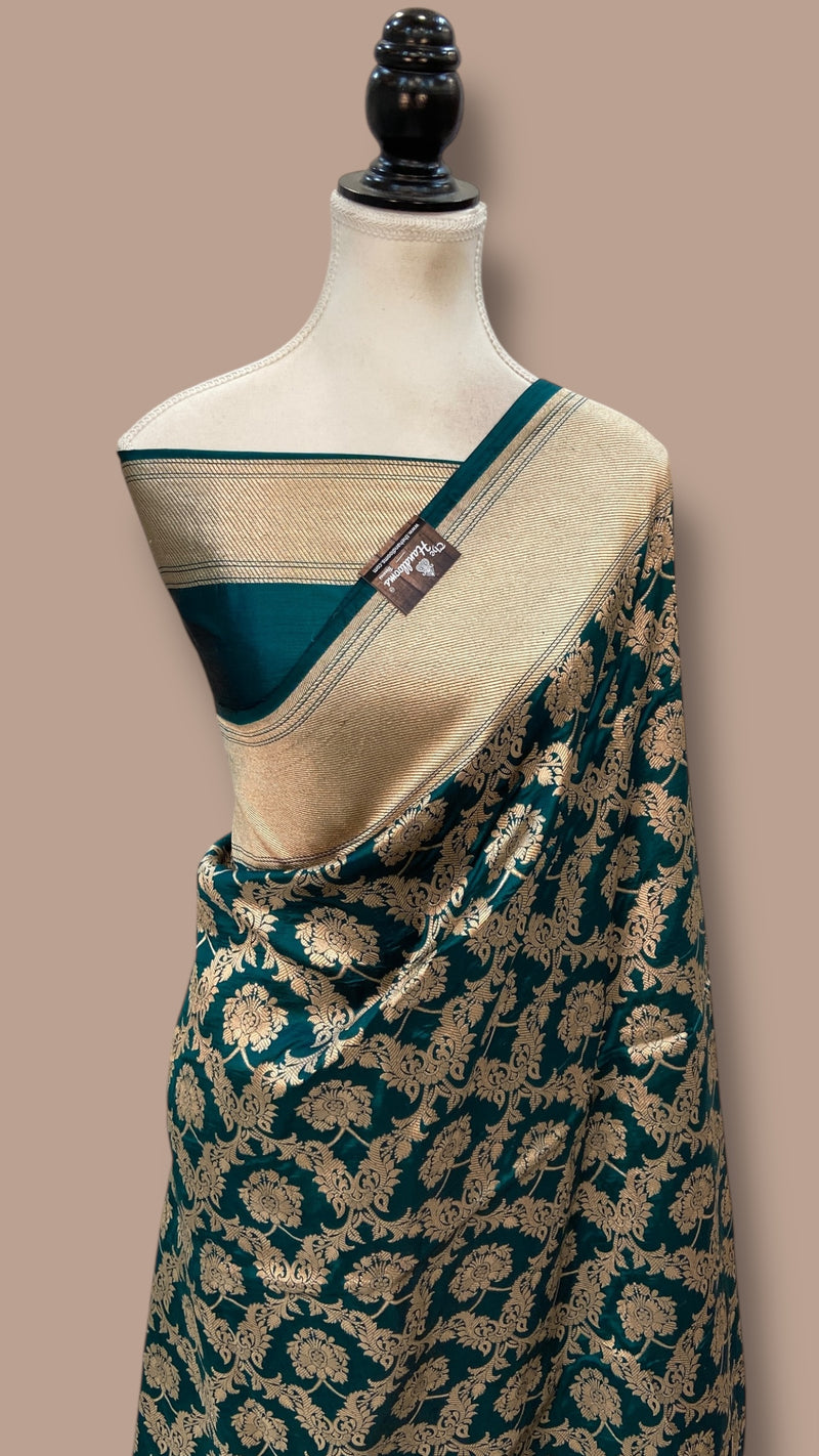 Pure Katan Silk Banarasi Handloom Saree - All Over Jaal Work