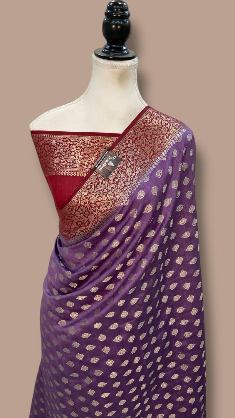 Pure Chiniya Silk Khaddi Handloom Banarasi Saree - The Handlooms