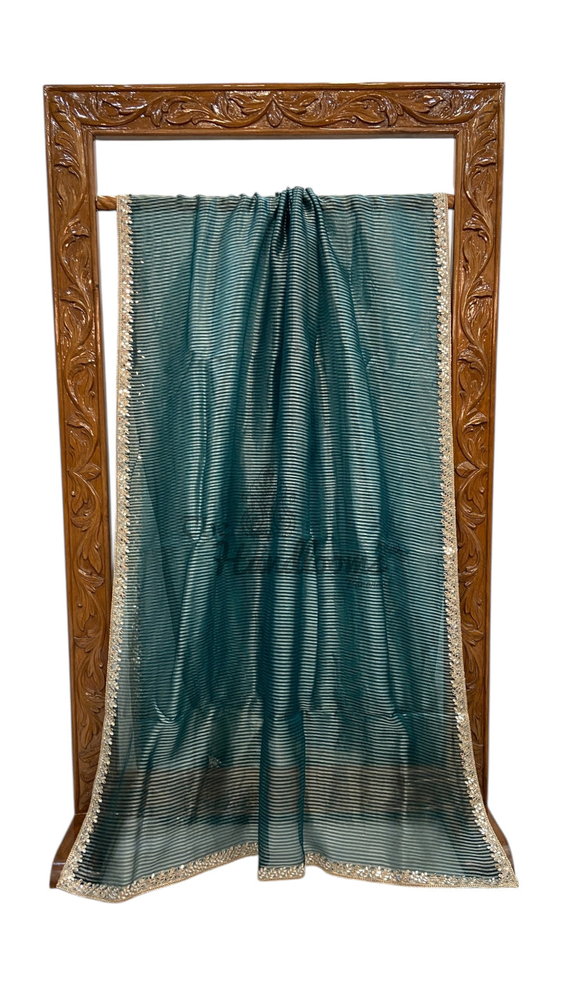 Pure Kora Tissue Handloom Banarasi Saree With Lace