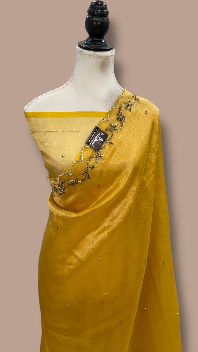 Pure Kora Tissue Handloom Banarasi Saree - Handwork - The Handlooms