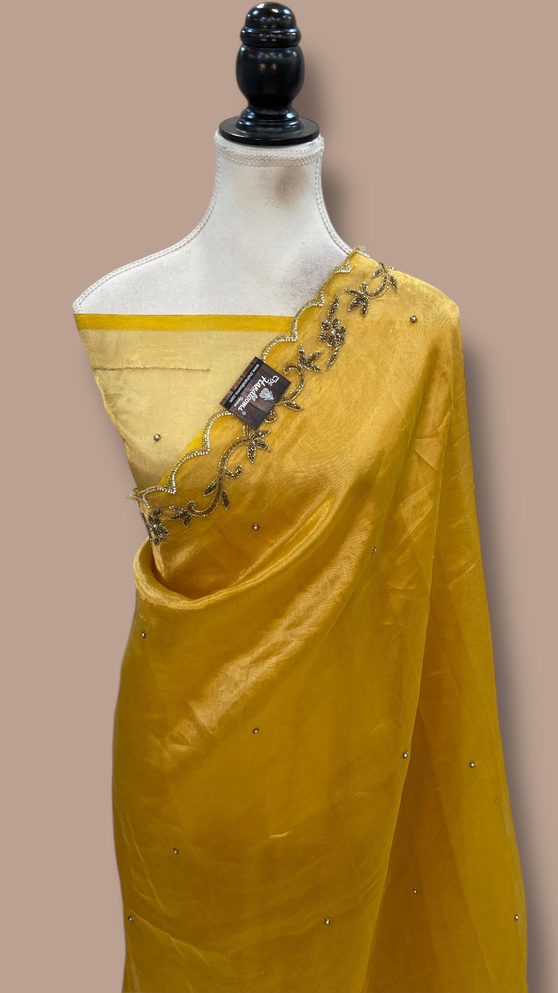 Pure Kora Tissue Handloom Banarasi Saree - Handwork - The Handlooms