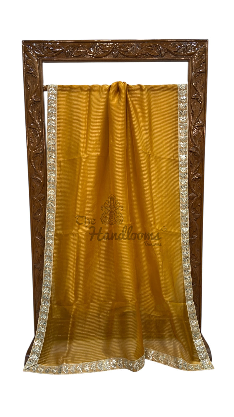 Pure Kora Tissue Handloom Banarasi Saree With Lace