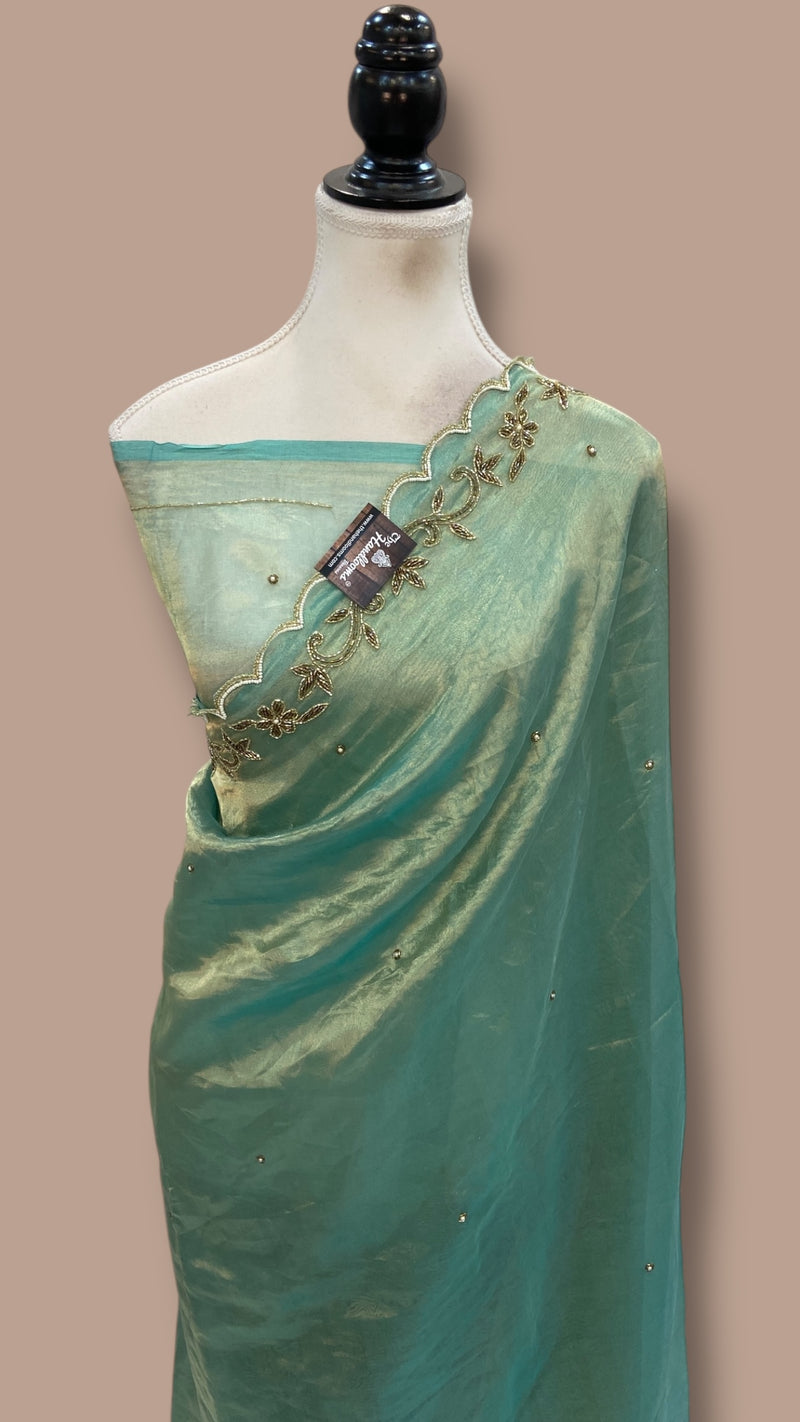 Pure Kora Tissue Handloom Banarasi Saree - Handwork - The Handlooms