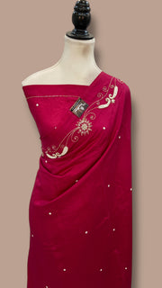 Pure Moonga Georgette Handloom Banarasi Saree With Handwork - The Handlooms