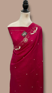 Pure Moonga Georgette Handloom Banarasi Saree With Handwork - The Handlooms