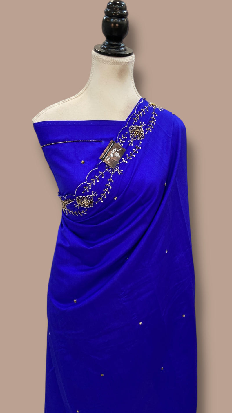 Pure Moonga Georgette Handloom Banarasi Saree With Handwork - The Handlooms