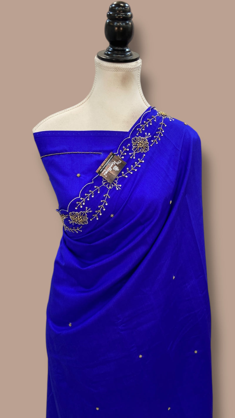 Pure Moonga Georgette Handloom Banarasi Saree With Handwork - The Handlooms