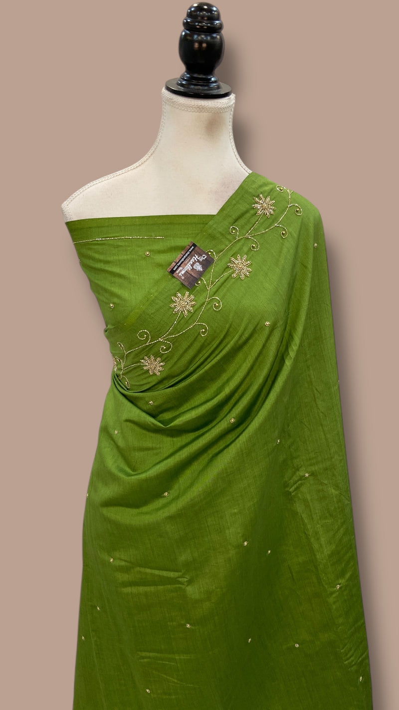 Pure Moonga Georgette Handloom Banarasi Saree With Handwork - The Handlooms
