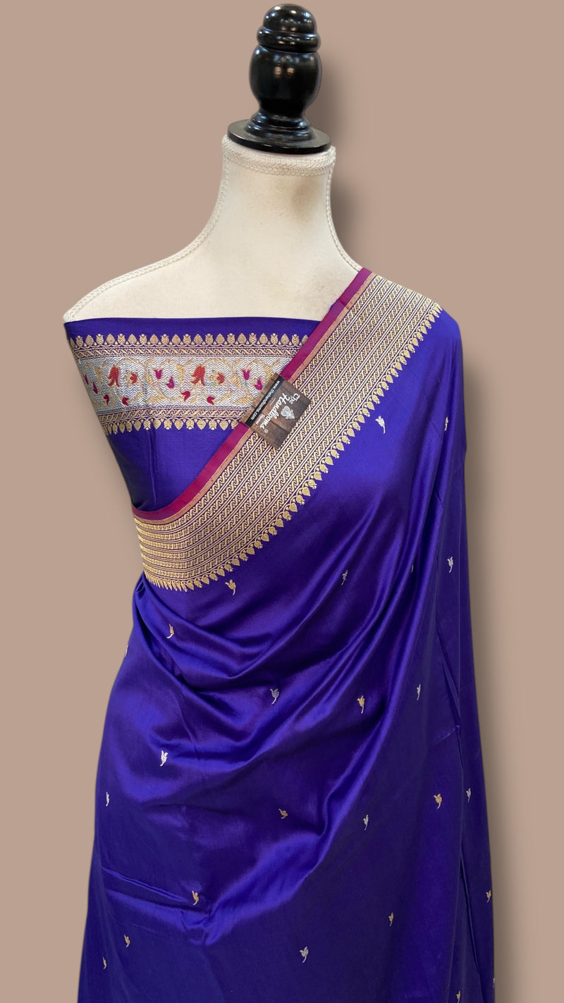 Pure Katan Silk Banarasi Handloom Saree - All Over Meenakari Kadua Motifs