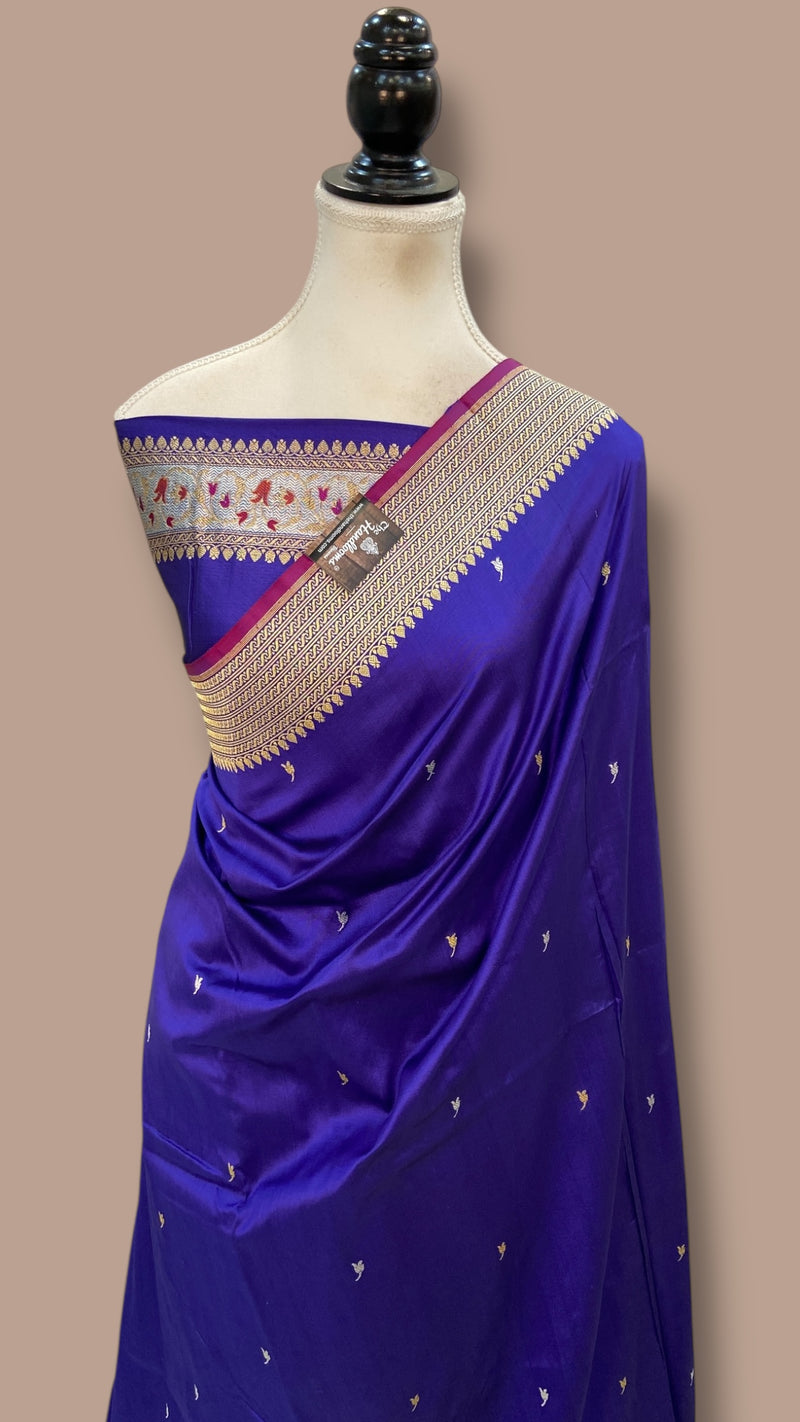 Pure Katan Silk Banarasi Handloom Saree - All Over Meenakari Kadua Motifs