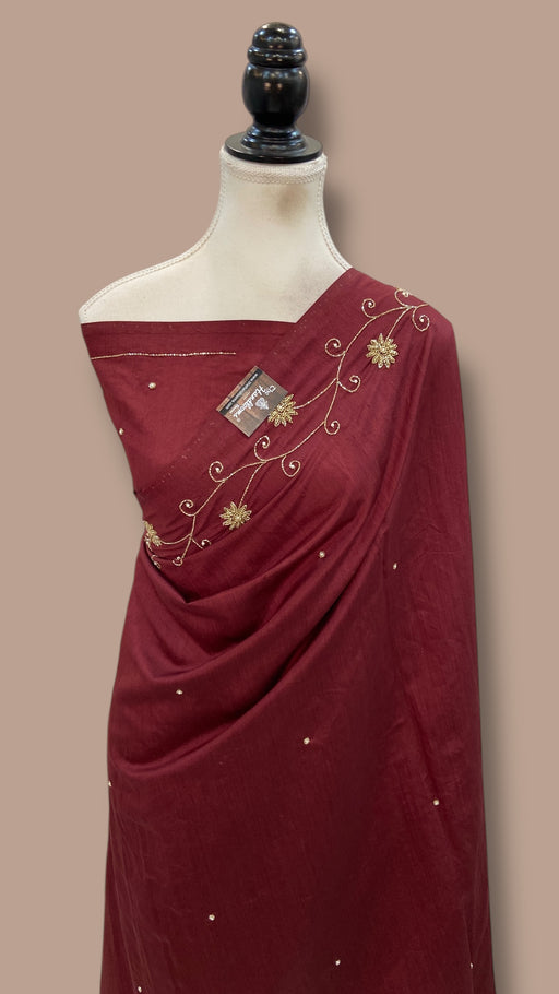 Pure Moonga Georgette Handloom Banarasi Saree With Handwork - The Handlooms