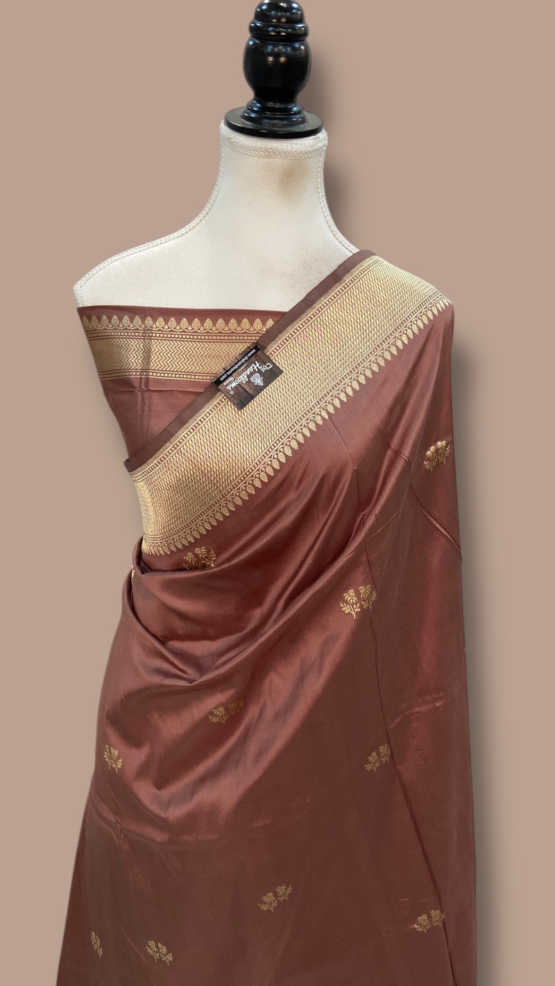 Pure Katan Silk Banarasi Handloom Saree - All Over Meenakari Kadua Motifs