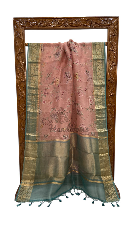 Pure Organza Handloom Banarasi Saree - Digital Print - The Handlooms