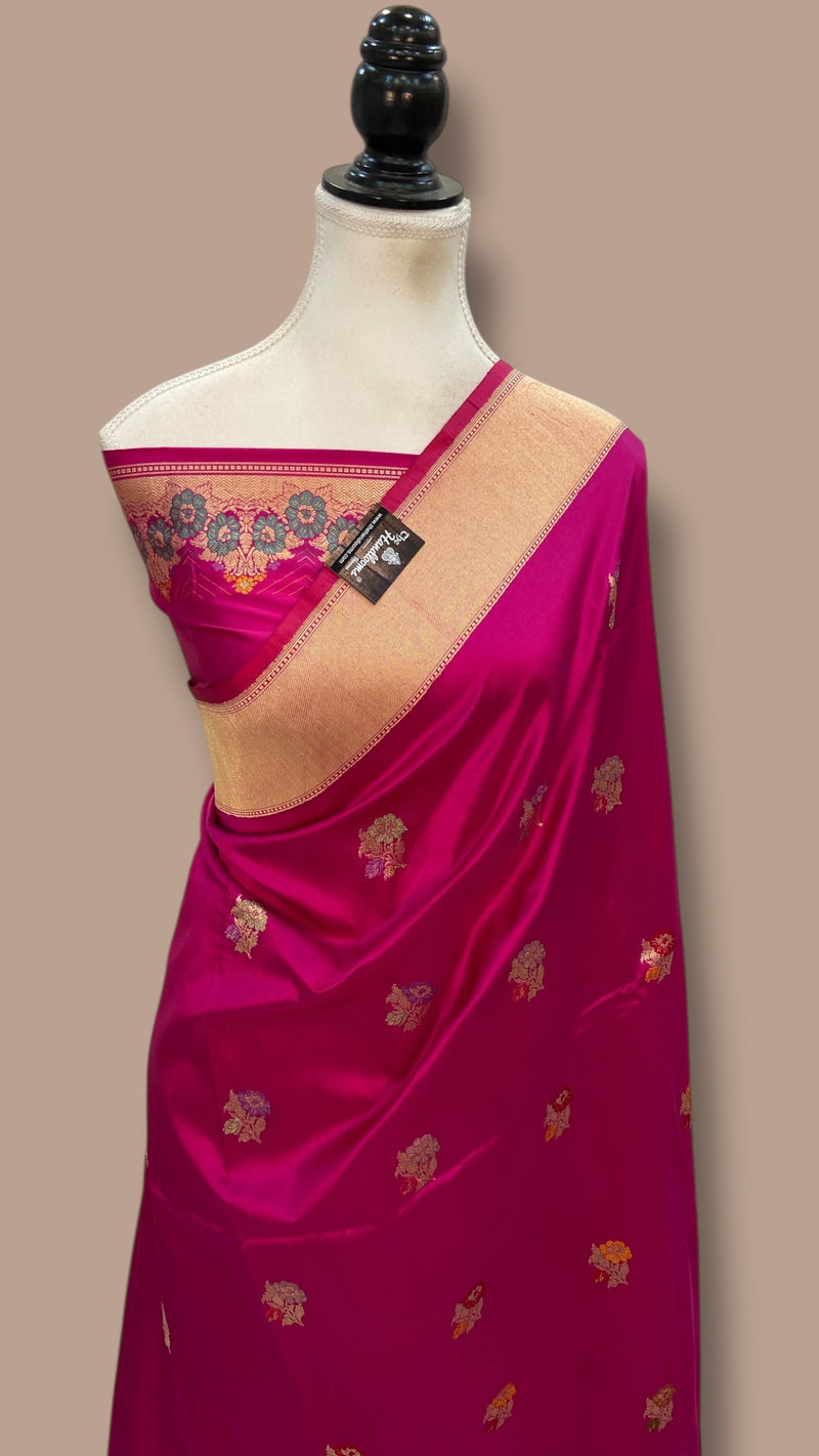 Pure Katan Silk Banarasi Handloom Saree - All Over Meenakari Kadua Motifs