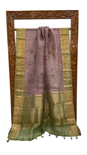 Pure Organza Handloom Banarasi Saree - Digital Print - The Handlooms