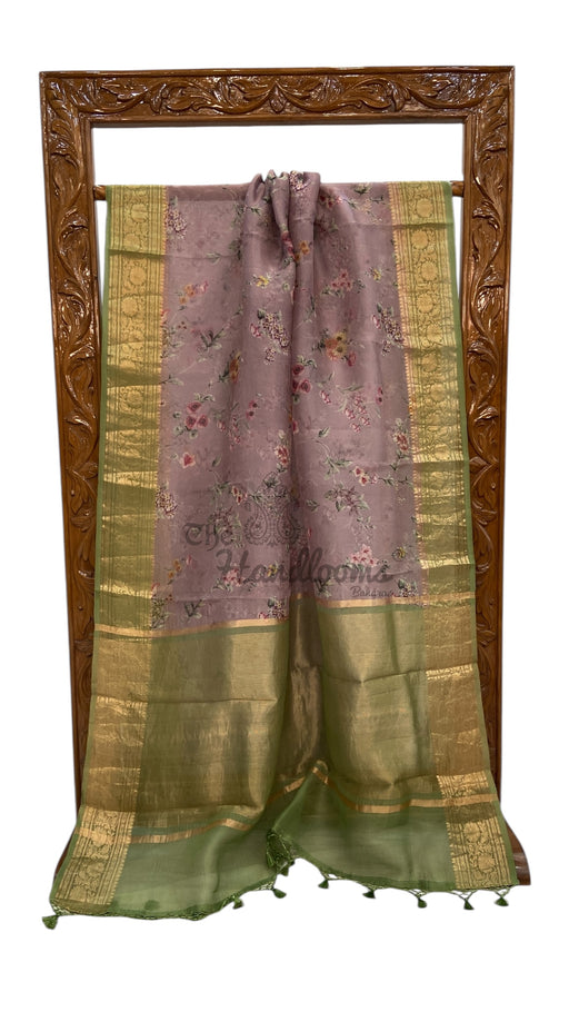 Pure Organza Handloom Banarasi Saree - Digital Print - The Handlooms
