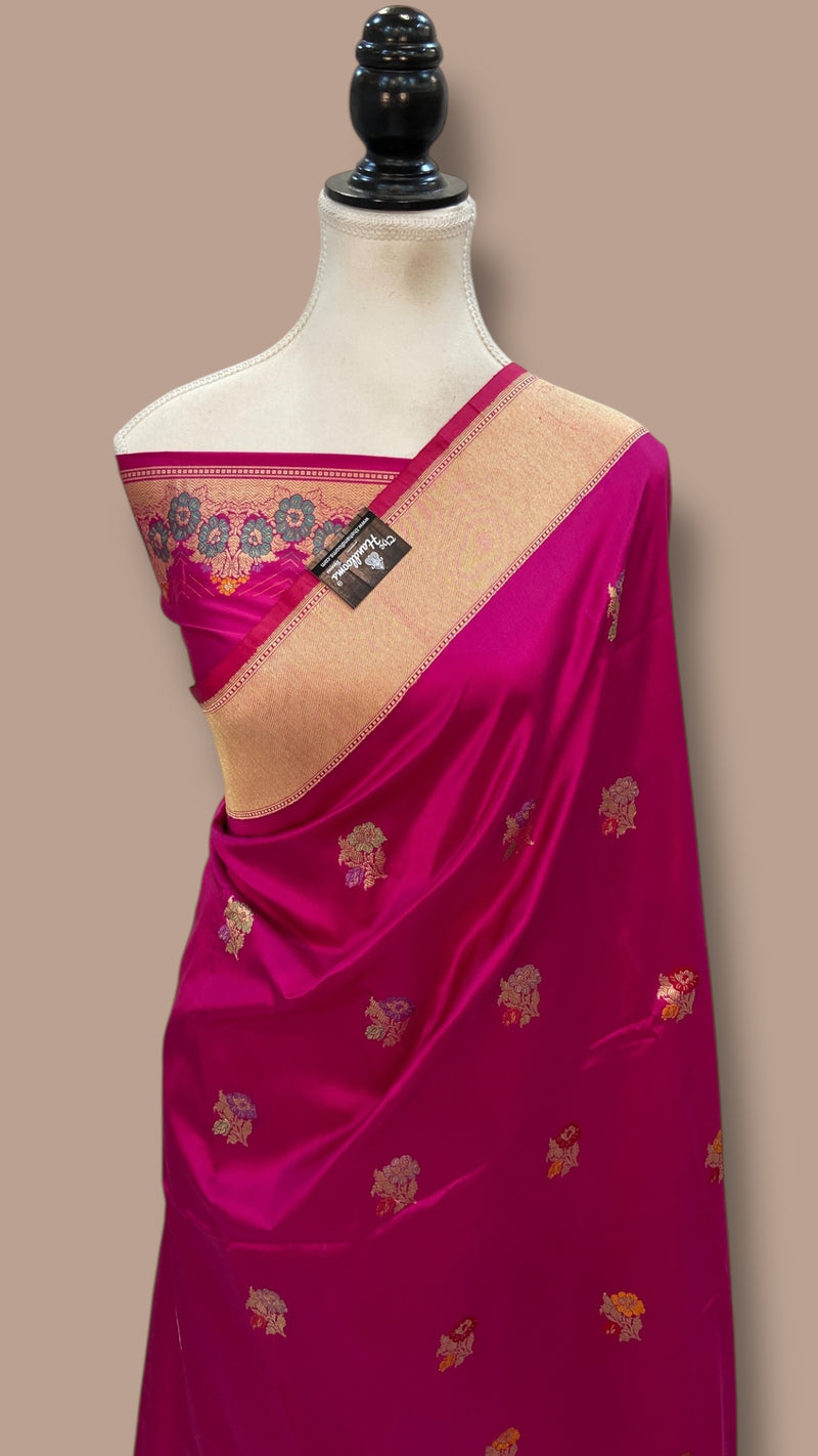 Pure Katan Silk Banarasi Handloom Saree - All Over Meenakari Kadua Motifs