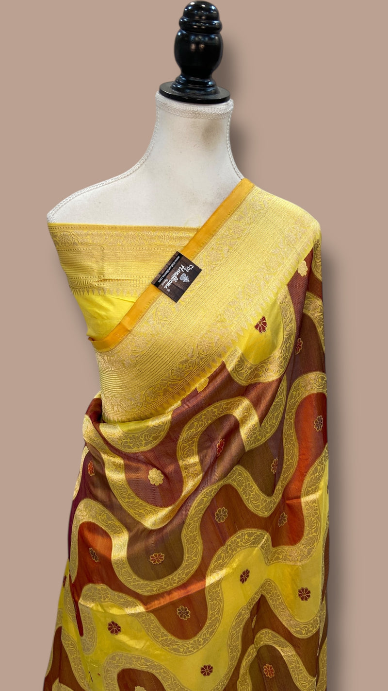 Pure Katan Silk Banarasi Handloom Saree - All Over Meenakari kadiyal Jaal Work